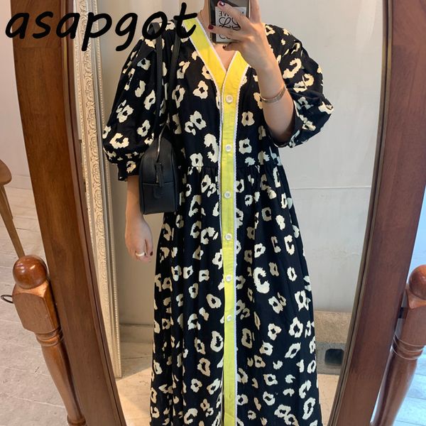 asapgot casual chic retro leopard print v-neck hit color stitching lace single breasted puff sleeve dress women loose vestidos 210319, Black;gray
asapgot casual chic retro leopard print v-neck hit color stitching lace single breasted puff sleeve dress women loose vestidos 210319, Black;gray
