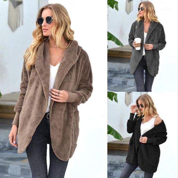 autumn winter ladys jacket female coat casual soft hooded pocket fleece plush warm plus size faux fur fluffy women women's wool & blen, Black
autumn winter ladys jacket female coat casual soft hooded pocket fleece plush warm plus size faux fur fluffy women women's wool & blen, Black