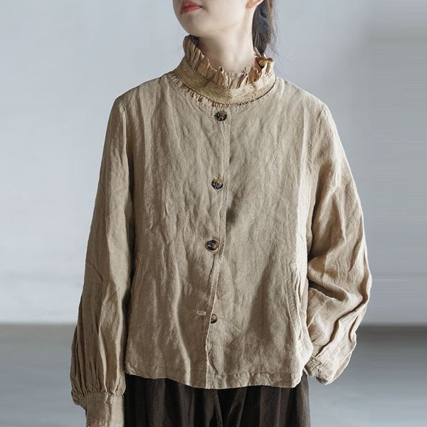 johnature autumn cotton linen retro o-neck all-match coat loose comfortable lantern sleeve solid color women jackets 210521, White
johnature autumn cotton linen retro o-neck all-match coat loose comfortable lantern sleeve solid color women jackets 210521, White