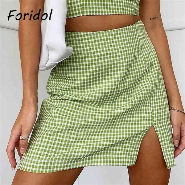 plaid slit mini skirt women high waist a-line cute summer short casual green checker bottoms 210427, Black
plaid slit mini skirt women high waist a-line cute summer short casual green checker bottoms 210427, Black