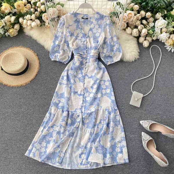 women bohemian dress spring summer half sleeve slim bodycon es ladies single breasted vintage floral printed 210602, Black;gray
women bohemian dress spring summer half sleeve slim bodycon es ladies single breasted vintage floral printed 210602, Black;gray