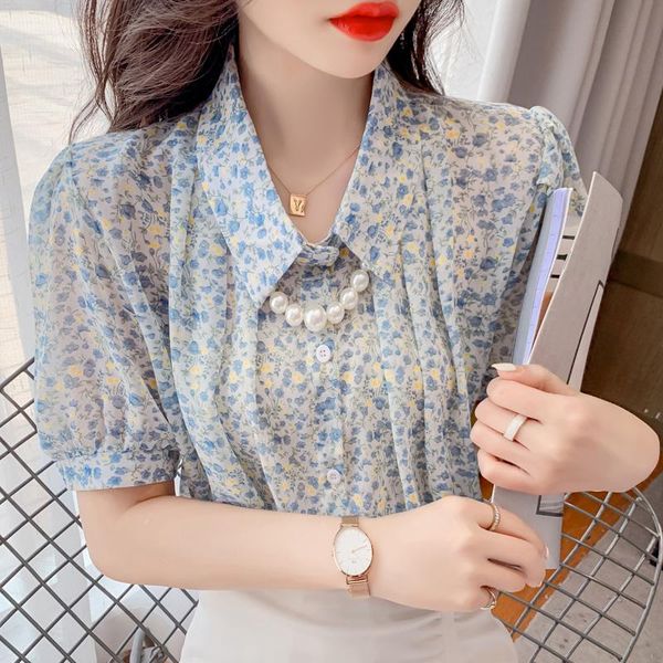 women's blouses & shirts french retro chiffon floral blouse summer 2021 korean-style design leisure short sleeves super fairy sweet, White
women's blouses & shirts french retro chiffon floral blouse summer 2021 korean-style design leisure short sleeves super fairy sweet, White