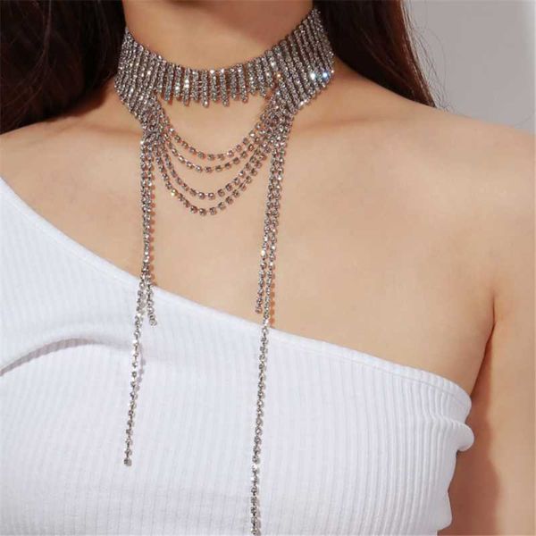 women's retro exaggerated personality diamond multi-layer tassel clavicle necklace chokers, Golden;silver
women's retro exaggerated personality diamond multi-layer tassel clavicle necklace chokers, Golden;silver
