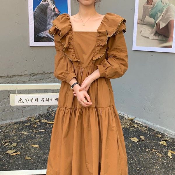 casual dresses retro woman square neck ruffles elegant maxi vestidos female clothes brown vintage chic dress clothing, Black;gray
casual dresses retro woman square neck ruffles elegant maxi vestidos female clothes brown vintage chic dress clothing, Black;gray