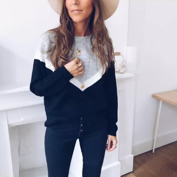 women's sweaters casual gray sweater womens patchwork long sleeve crew neck pullover loose ladies 2021 autumn warm, White;black
women's sweaters casual gray sweater womens patchwork long sleeve crew neck pullover loose ladies 2021 autumn warm, White;black