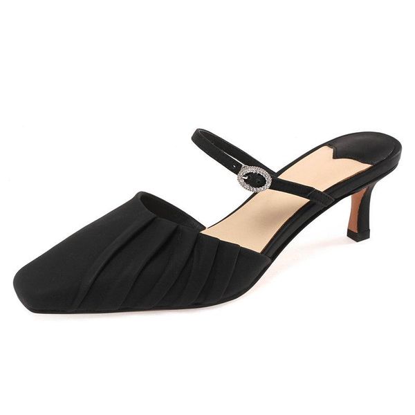 sweet women mules slippers high heels pumps for genuine leather square toe wedding working shoe woman, Black
sweet women mules slippers high heels pumps for genuine leather square toe wedding working shoe woman, Black
