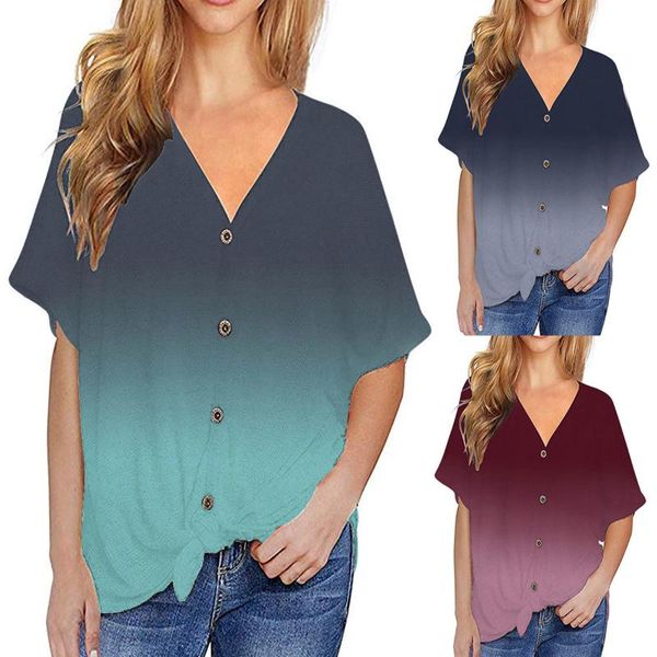 women's blouses & shirts v neck , middle sleeve tie knot gradient casual button down, White
women's blouses & shirts v neck , middle sleeve tie knot gradient casual button down, White