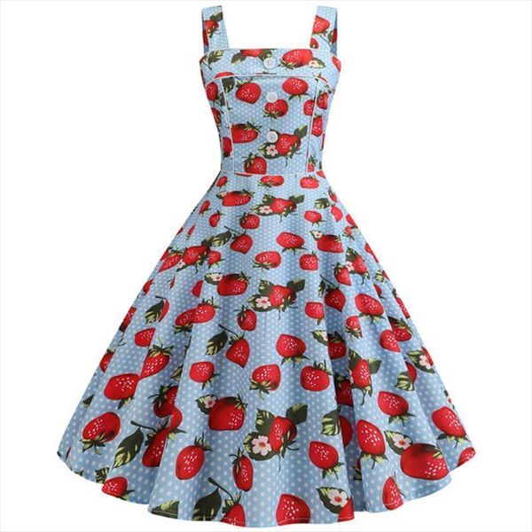 cherry print strapless vintage elegant women dresses summer sleeveless 50 60s rockabilly party office dress casual vestido, Black;gray
cherry print strapless vintage elegant women dresses summer sleeveless 50 60s rockabilly party office dress casual vestido, Black;gray