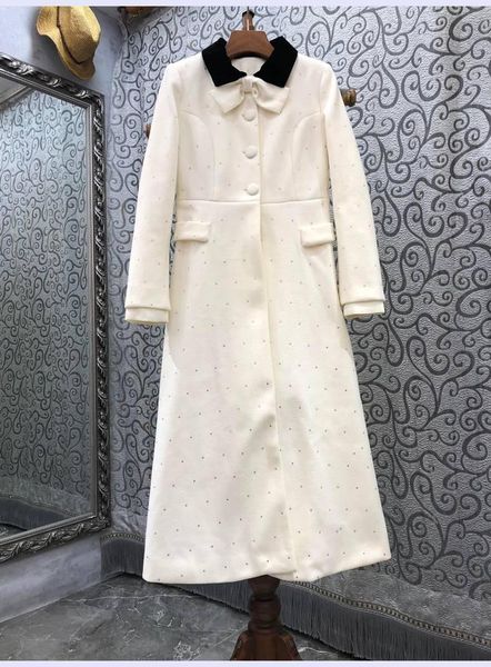 women's wool & blends 2021 autumn winter fashion tweed long coat blend women crystal beading bow casual woolen overcoat outwear, Black
women's wool & blends 2021 autumn winter fashion tweed long coat blend women crystal beading bow casual woolen overcoat outwear, Black