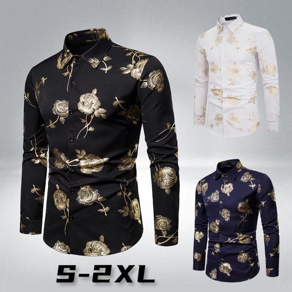 men's casual shirts men hipster luxury gold rose bronzing printed long sleeve dress shirt wedding night club hip hop party slim, White;black
men's casual shirts men hipster luxury gold rose bronzing printed long sleeve dress shirt wedding night club hip hop party slim, White;black