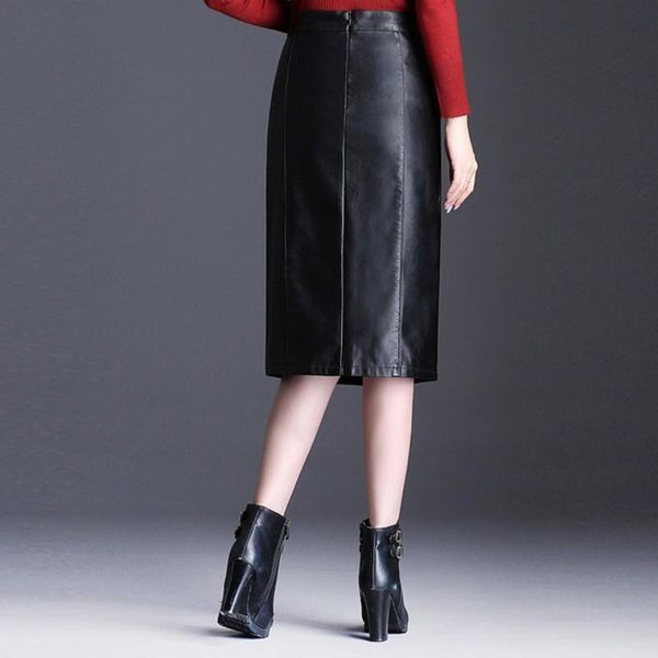 skirts 2021 autumn winter women pu leather black office lady faux slim straight knee-length female skirt
skirts 2021 autumn winter women pu leather black office lady faux slim straight knee-length female skirt
