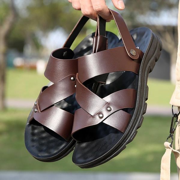 sandals yomior vintage summer genuine leather casual non-slip men shoes comfortable beach travel slippers flip flop, Black
sandals yomior vintage summer genuine leather casual non-slip men shoes comfortable beach travel slippers flip flop, Black