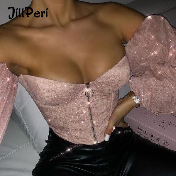 jillperi sparkle lantern long sleeve off the shoulder women cloth shirt with padding outfits bustier corset crop top, Black;white
jillperi sparkle lantern long sleeve off the shoulder women cloth shirt with padding outfits bustier corset crop top, Black;white