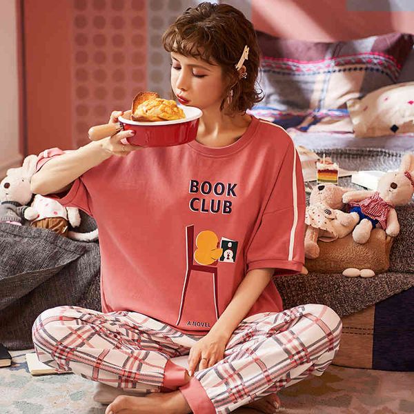 women's sleepwear colorful pajamas sets summer short sleeve cute homewear cartoon printed cotton female pyjamas if53, Black;red
women's sleepwear colorful pajamas sets summer short sleeve cute homewear cartoon printed cotton female pyjamas if53, Black;red