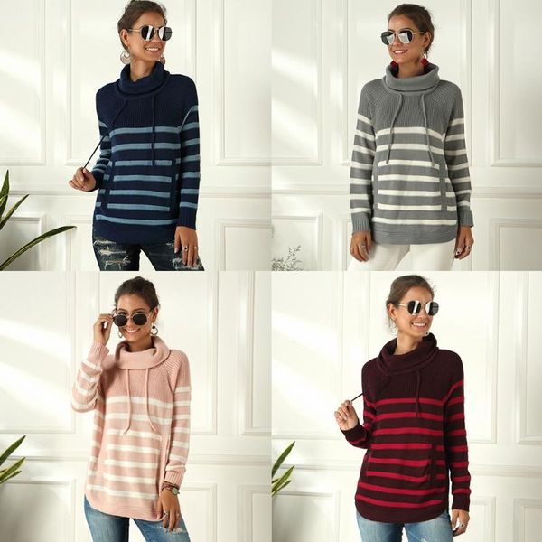 women's sweaters women long sleeve turtleneck high collar sweater drawstring striped knitted pullover loose tunic with pocket, White;black
women's sweaters women long sleeve turtleneck high collar sweater drawstring striped knitted pullover loose tunic with pocket, White;black