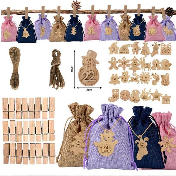christmas decorations 24 sets of gift bags set wooden hang tag countdown coming calendar hanging holiday storage bag
christmas decorations 24 sets of gift bags set wooden hang tag countdown coming calendar hanging holiday storage bag