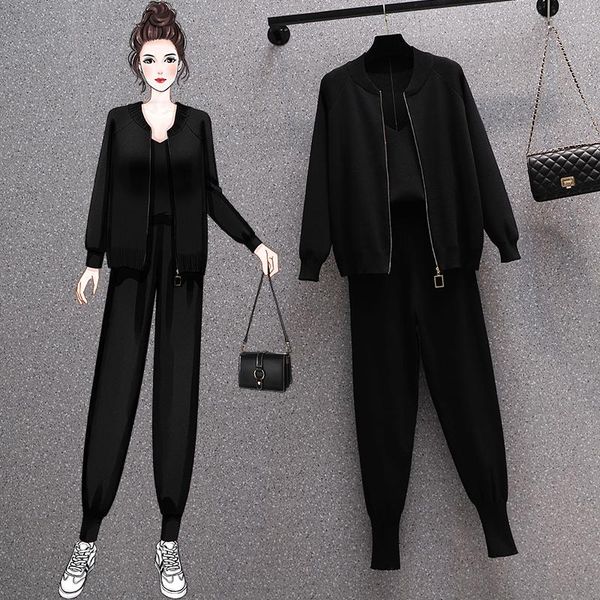 women's two piece pants oversized 3 set autumn winter women 2021 korean cardigan coat + chain camisole small feet elastic casual suit, White
women's two piece pants oversized 3 set autumn winter women 2021 korean cardigan coat + chain camisole small feet elastic casual suit, White