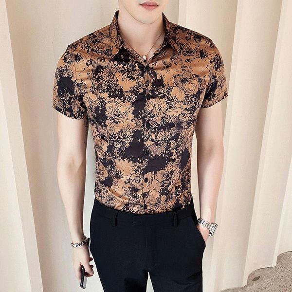 black gold digital printing slim fitting short sleeve floral shirt summer luxury stylish shirts for men korean clothes men's casual, White;black
black gold digital printing slim fitting short sleeve floral shirt summer luxury stylish shirts for men korean clothes men's casual, White;black