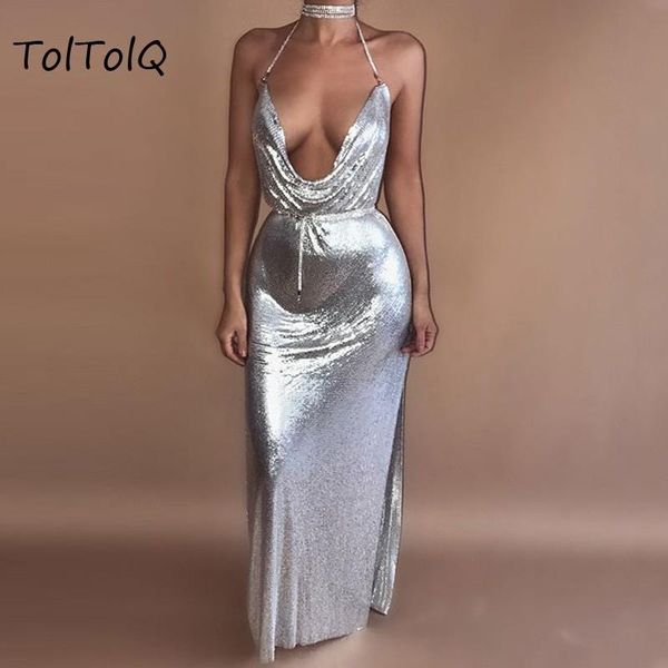 casual dresses full metal lengthen dress bandage bling sequined women long club party backless v neck elegant vestidos, Black;gray
casual dresses full metal lengthen dress bandage bling sequined women long club party backless v neck elegant vestidos, Black;gray