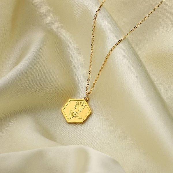 pendant necklaces gold hexagon geometric necklace for fashion women rose flower cute fine jewelry accessories mujer, Silver
pendant necklaces gold hexagon geometric necklace for fashion women rose flower cute fine jewelry accessories mujer, Silver