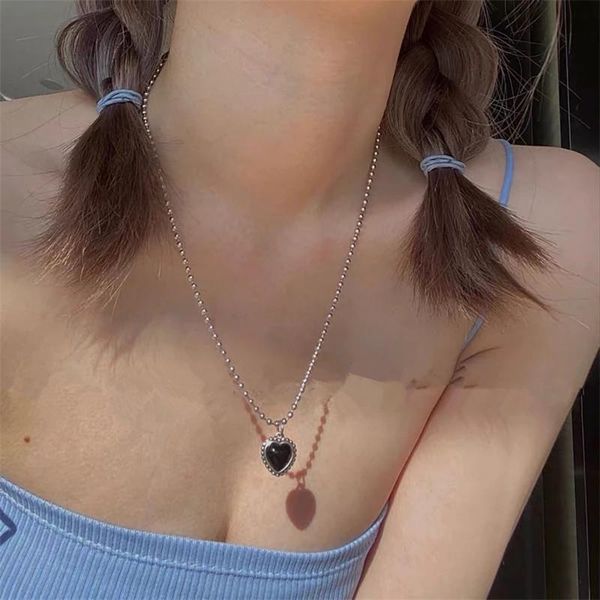 kpop black heart necklace french metal love clavicle chain korean simple female short pendanklace pendant for women necklaces, Silver
kpop black heart necklace french metal love clavicle chain korean simple female short pendanklace pendant for women necklaces, Silver