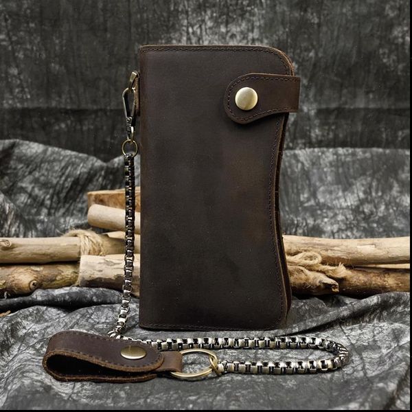 super quality leather wallet with iron chain 100% cowhide black bifold card men metal male, Red;black
super quality leather wallet with iron chain 100% cowhide black bifold card men metal male, Red;black