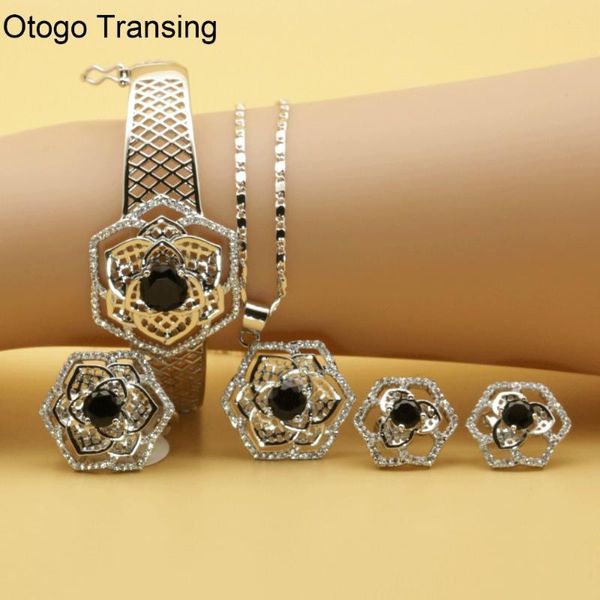 earrings & necklace otogo transing 2021 party silver color jewelry sets women fashion black crystal ring bracelet flower set214
earrings & necklace otogo transing 2021 party silver color jewelry sets women fashion black crystal ring bracelet flower set214