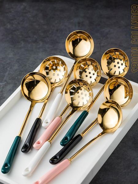 spoons korean 304 stainless steel golden long handle soup spoon colander household tableware pot home decoration crafts
spoons korean 304 stainless steel golden long handle soup spoon colander household tableware pot home decoration crafts