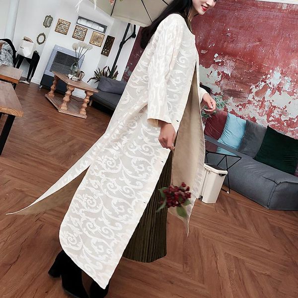 women's trench coats pleated cardigan jacket long high-end lace double korean-style coat, Tan;black
women's trench coats pleated cardigan jacket long high-end lace double korean-style coat, Tan;black