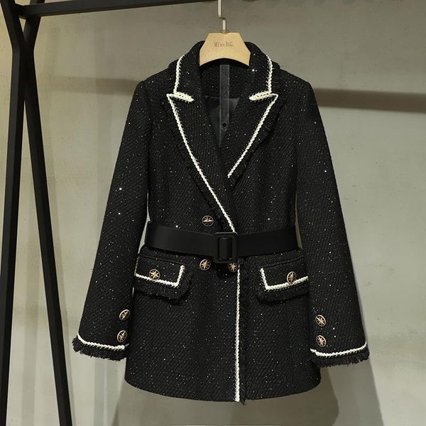 women's jackets fashion brand tweed coats women autumn 2021 contrast white edge long sleeve suit office lady slim with belt, Black;brown
women's jackets fashion brand tweed coats women autumn 2021 contrast white edge long sleeve suit office lady slim with belt, Black;brown