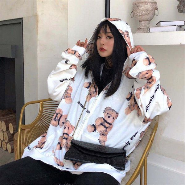 women's hoodies & sweatshirts cute bear print zipper hoodie women men harajuku japan casual pullovers kawaii oversize basic, Black
women's hoodies & sweatshirts cute bear print zipper hoodie women men harajuku japan casual pullovers kawaii oversize basic, Black