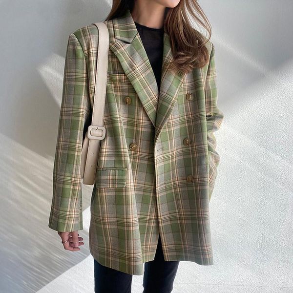 woman autumn casual loose green plaid female double breasted long sleeve jackets fashion stylish women women's, Black;brown
woman autumn casual loose green plaid female double breasted long sleeve jackets fashion stylish women women's, Black;brown