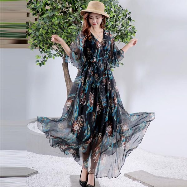 casual dresses 2021 arrival long plus size summer bohemian chiffon flare sleeve maxi dress woman beach wedding party guest, Black;gray
casual dresses 2021 arrival long plus size summer bohemian chiffon flare sleeve maxi dress woman beach wedding party guest, Black;gray