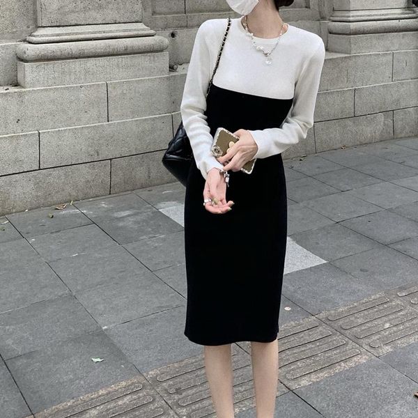 casual dresses women knitted splicing fashion dress autumn winter korean o-neck slim sweater female long sleeve elegant midi vestido 2021, Black;gray
casual dresses women knitted splicing fashion dress autumn winter korean o-neck slim sweater female long sleeve elegant midi vestido 2021, Black;gray