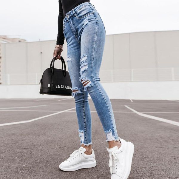 fashion vintage ripped hole pencil long pants solid jeans women spring summer casual high waist slim denim trousers streetwears, Blue
fashion vintage ripped hole pencil long pants solid jeans women spring summer casual high waist slim denim trousers streetwears, Blue