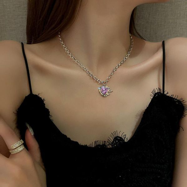 pendant necklaces lovoacc luxury purple color rhinestone love heart necklace for women chunky linked chain choker accessories, Silver
pendant necklaces lovoacc luxury purple color rhinestone love heart necklace for women chunky linked chain choker accessories, Silver