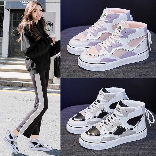 women's casual shoes classic high walking women fashion sneakers trend student popular fitness board y0907, Black
women's casual shoes classic high walking women fashion sneakers trend student popular fitness board y0907, Black