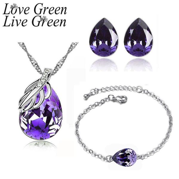 earrings & necklace charm water teardrop austrian crystal jewelry sets rhinestones tree leaf pendant necklac with earring woman jewelleri se, Silver
earrings & necklace charm water teardrop austrian crystal jewelry sets rhinestones tree leaf pendant necklac with earring woman jewelleri se, Silver