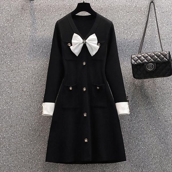 casual dresses fashion women diamonds bowknot sweater dress 2021 chic plus size long sleeve knitted single breasted pocket a line, Black;gray
casual dresses fashion women diamonds bowknot sweater dress 2021 chic plus size long sleeve knitted single breasted pocket a line, Black;gray