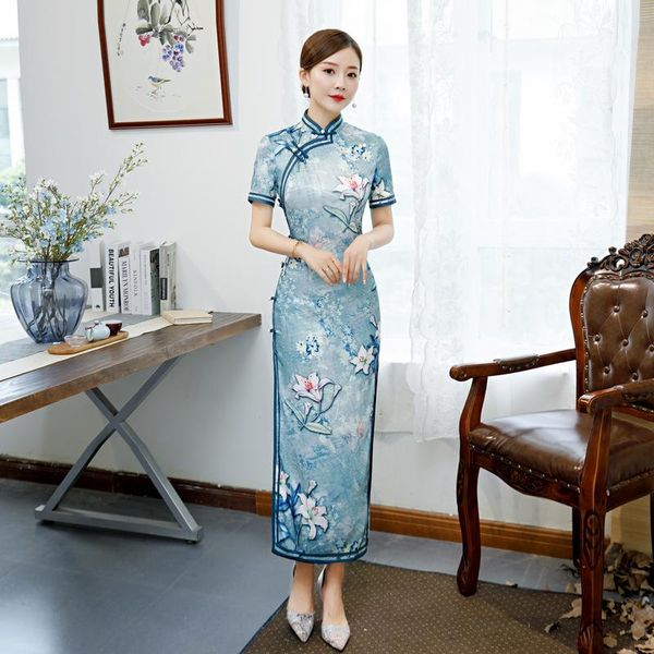 blue elegant mandarin collar novelty cheongsam women short sleeve long qipao sweet flower print chinese formal party dress ethnic clothing, Red
blue elegant mandarin collar novelty cheongsam women short sleeve long qipao sweet flower print chinese formal party dress ethnic clothing, Red