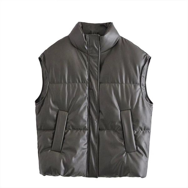 women's leather & faux jeyzy women fashion thick warm padded waistcoat vintage sleeveless zipper female outerwear chic veste, Black
women's leather & faux jeyzy women fashion thick warm padded waistcoat vintage sleeveless zipper female outerwear chic veste, Black