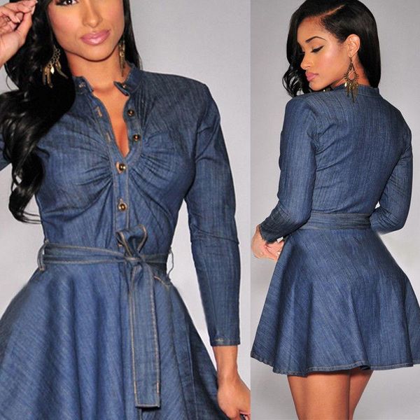 cowboy dress women solid long sleeve mini slim denim bandage shirt jeans summer casual clubwear streetwear dresses, Black;gray
cowboy dress women solid long sleeve mini slim denim bandage shirt jeans summer casual clubwear streetwear dresses, Black;gray