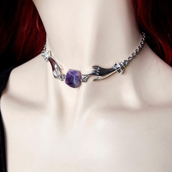 witchy chain choker hands necklace jewelry magical druzy purple crystal fashion women men gift pendant statement 2021 necklaces, Silver
witchy chain choker hands necklace jewelry magical druzy purple crystal fashion women men gift pendant statement 2021 necklaces, Silver