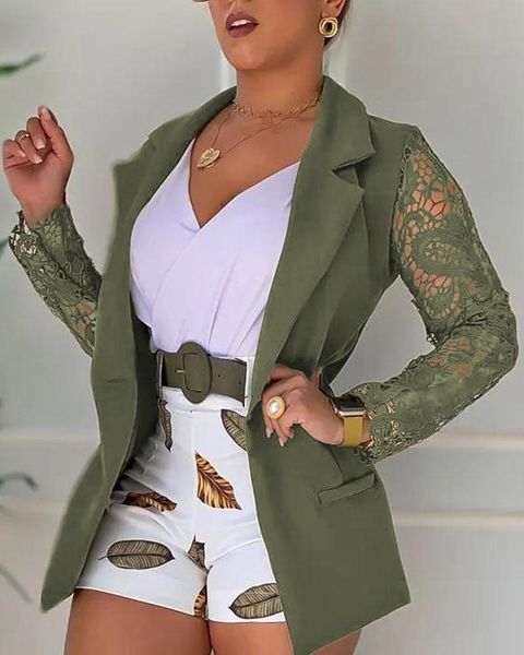 women's suits & blazers elegant green lace long sleeve blazer ladies fashion slim 2021 autumn mujer, White;black
women's suits & blazers elegant green lace long sleeve blazer ladies fashion slim 2021 autumn mujer, White;black