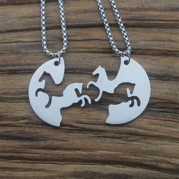 10pairs stainless steel horse couple necklace valentine's day present pendant necklaces, Silver
10pairs stainless steel horse couple necklace valentine's day present pendant necklaces, Silver