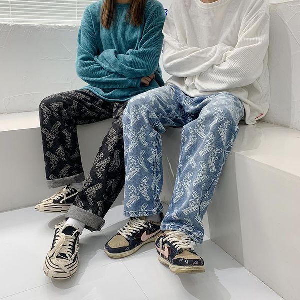 men's jeans hong kong style men graphic print 2022 south korean women street wear hip hop straight couple clothing fashion, Blue
men's jeans hong kong style men graphic print 2022 south korean women street wear hip hop straight couple clothing fashion, Blue
