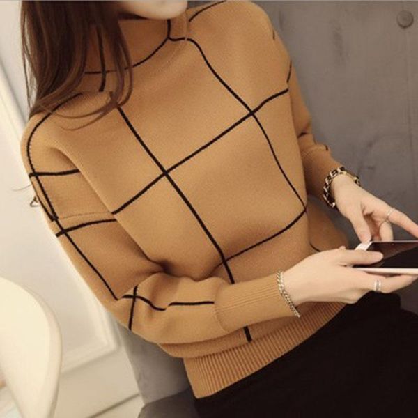 women's sweaters small fresh college wind pullover autumn winter high collar thick warm plaid loose student knit bottoming sweater wome, White;black
women's sweaters small fresh college wind pullover autumn winter high collar thick warm plaid loose student knit bottoming sweater wome, White;black