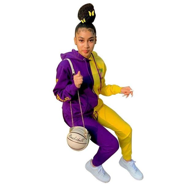 women's two piece pants women set yellow purple color block patchwork harajuku hooded drawstring hoodie+high waist trouser active club, White
women's two piece pants women set yellow purple color block patchwork harajuku hooded drawstring hoodie+high waist trouser active club, White