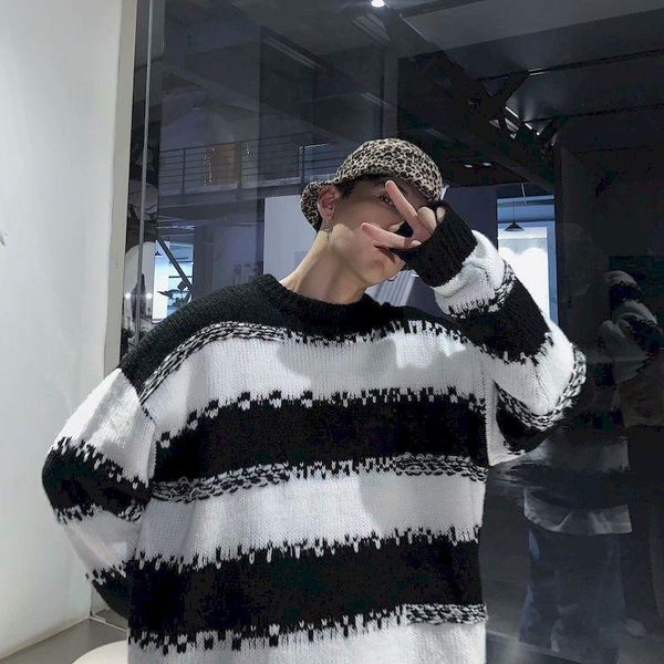 women's sweaters men oversized striped splicing sweater 2021 mens winter korean fashions male pullover harajuku black, White;black
women's sweaters men oversized striped splicing sweater 2021 mens winter korean fashions male pullover harajuku black, White;black