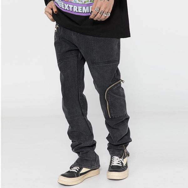 men's jeans harajuku zipper pockets ankle washed pants for men and women straight retro casual baggy denim trousers oversize, Blue
men's jeans harajuku zipper pockets ankle washed pants for men and women straight retro casual baggy denim trousers oversize, Blue